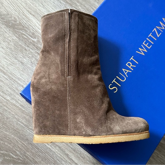 Stuart Weitzman Shoes - Stuart Weitzman Bootscout Suede Ankle Wedge Booties